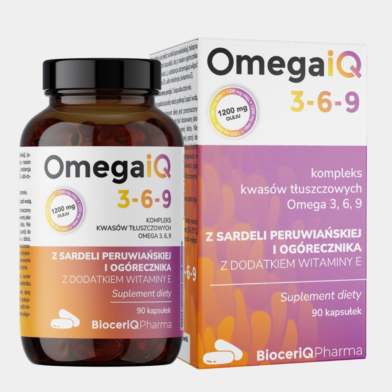 Butelka i pudełko BioceriQ OmegaiQ 3-6-9