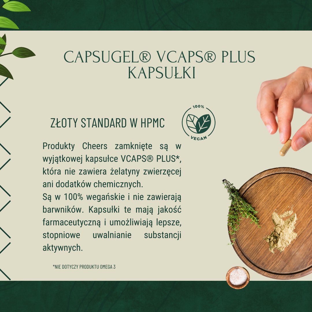 Kapsułki Capsugel VCAPS Plus w suplementach Cheers